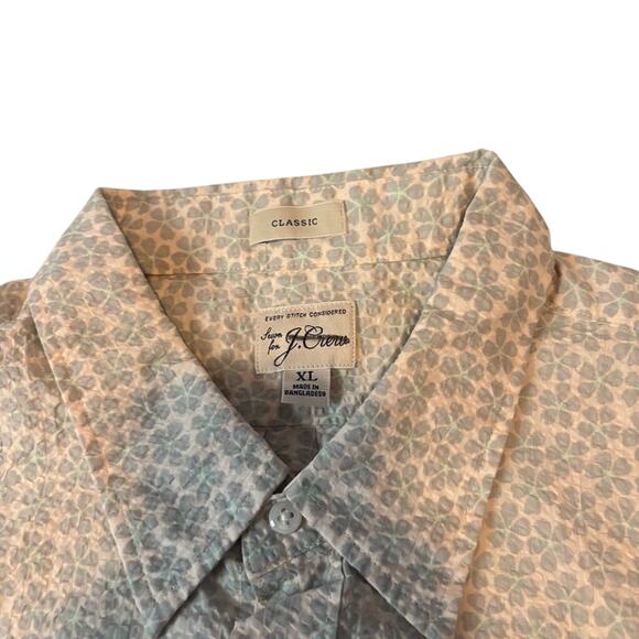 NWT J.Crew XL Seersucker Short Sleeve Button-Up Shirt Cream Print - Picture 4 of 6